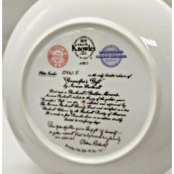 Norman Rockwell Collector's Plate 8 1/2" - "Grandpa's Gift" - Picture 8 of 10
